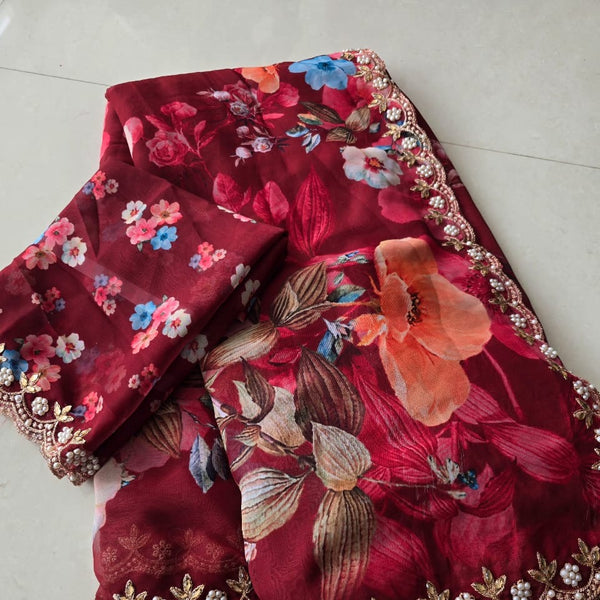 Georgette digital print saree