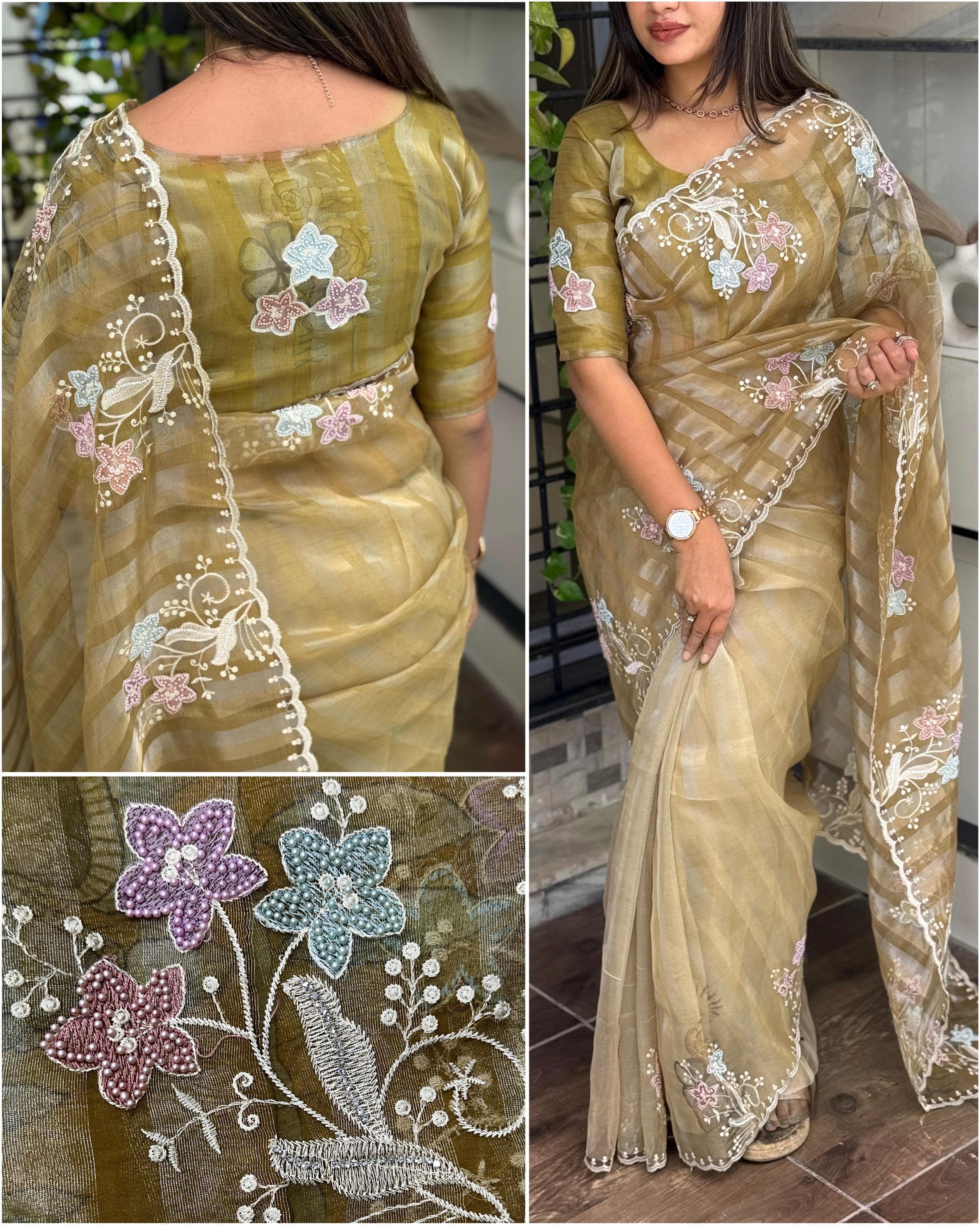 Tissue dusky pearl saree Tissue dusky pearl saree