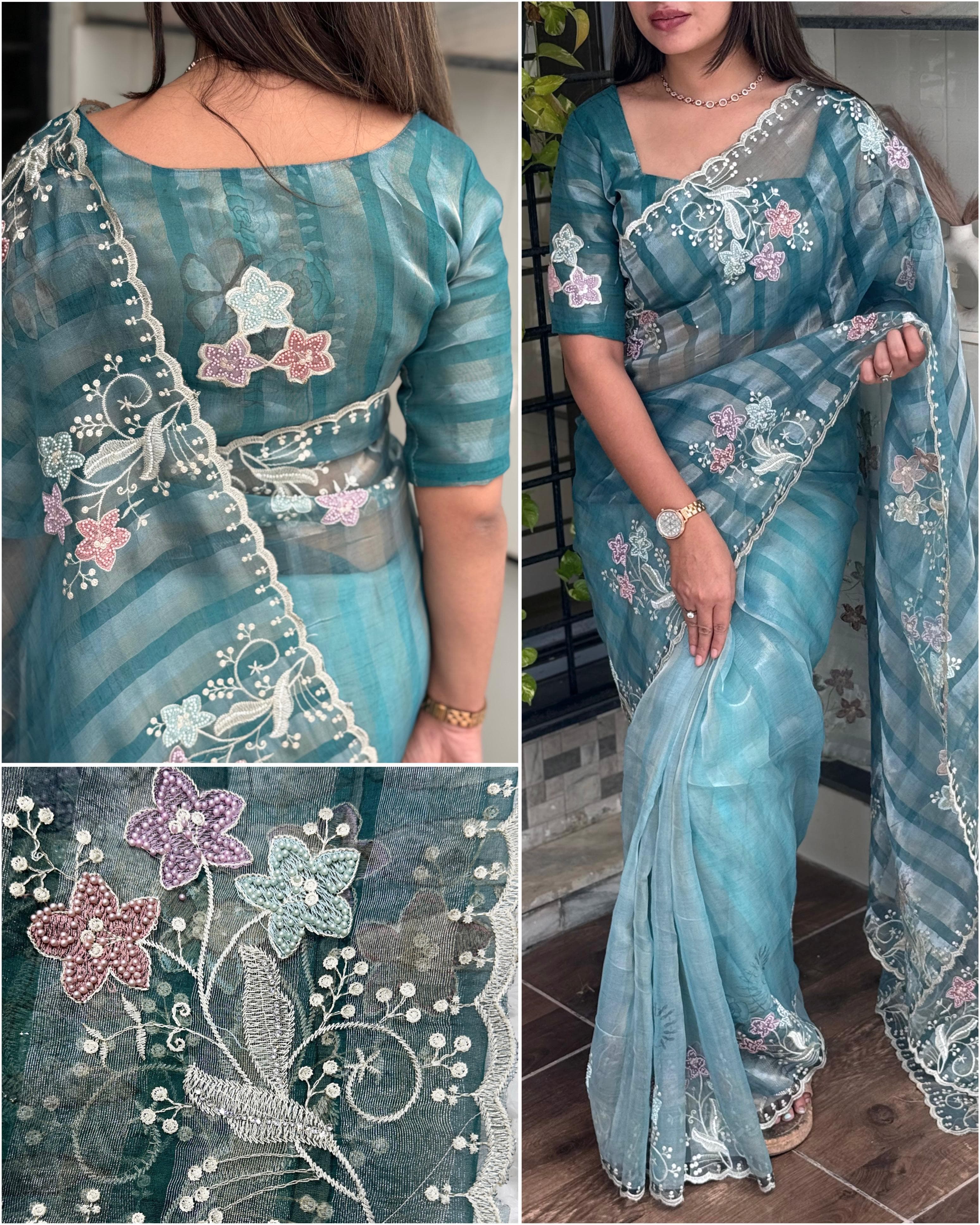 Tissue dusky pearl saree Tissue dusky pearl saree