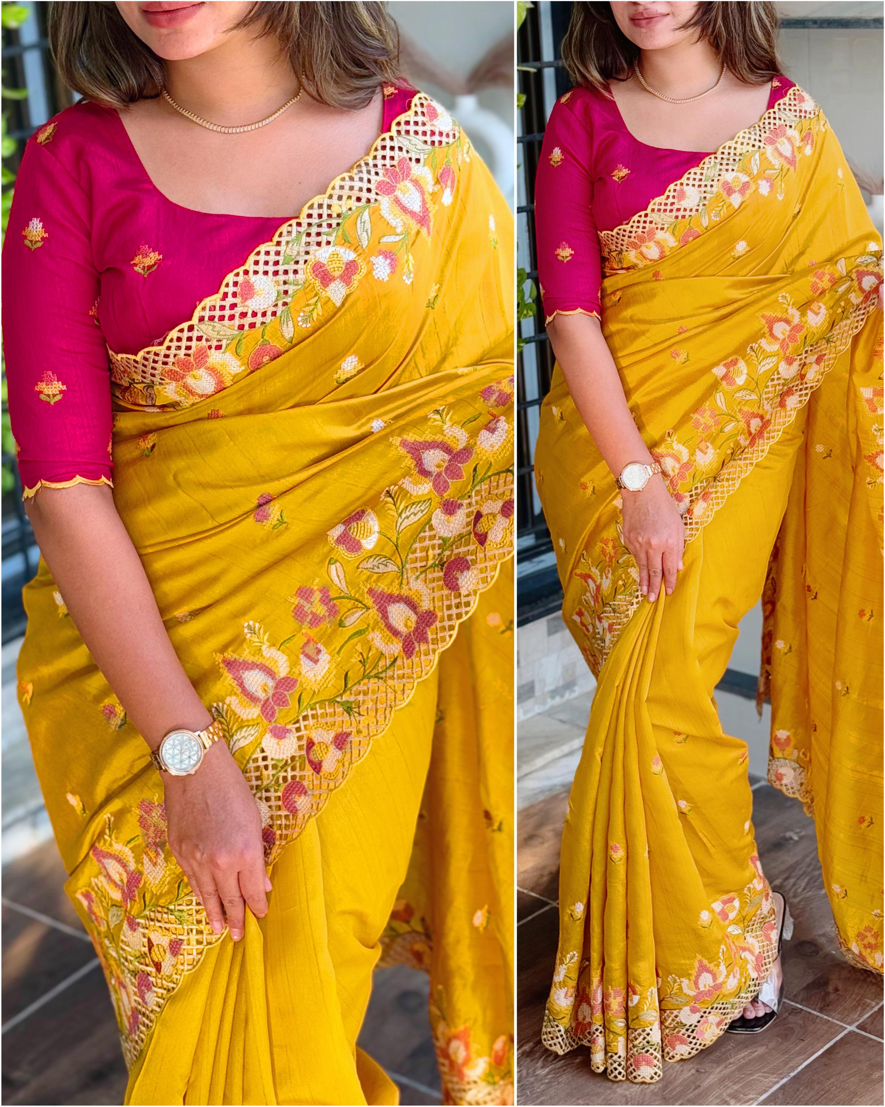 Visca slub silk saree