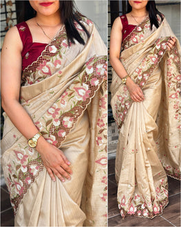 Visca slub silk saree