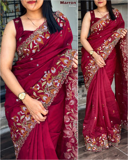 Visca slub silk saree