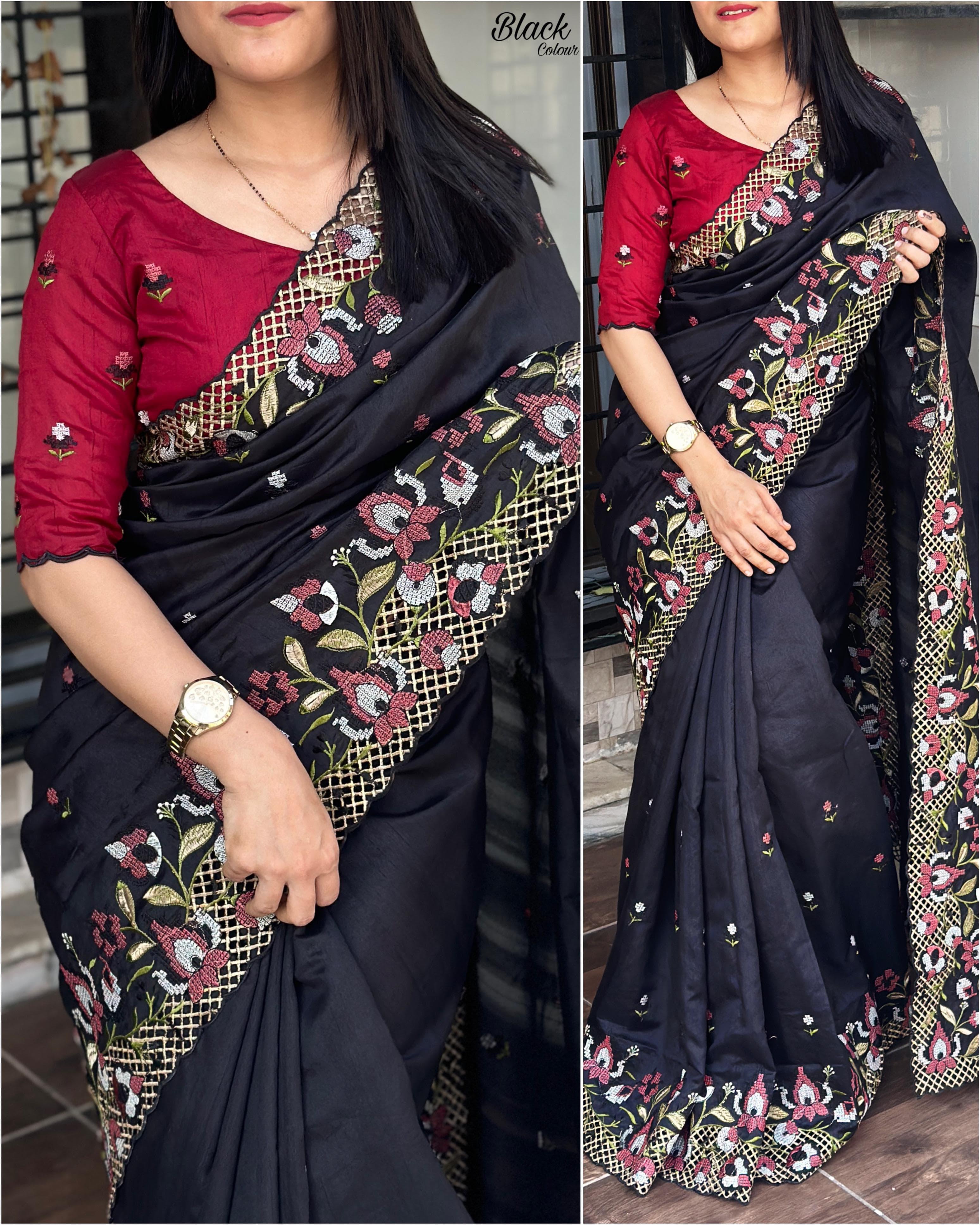 Visca slub silk saree