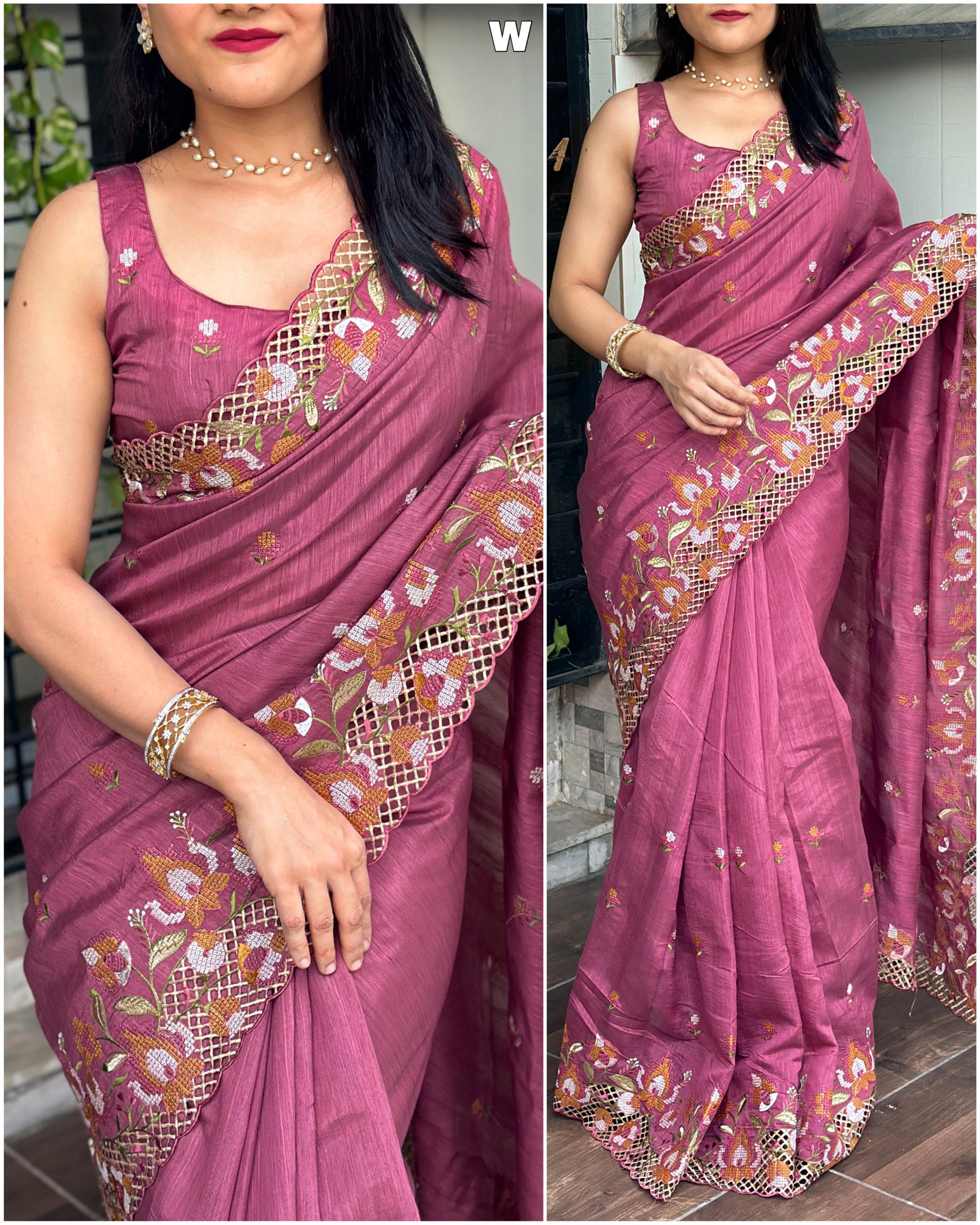 Visca slub silk saree