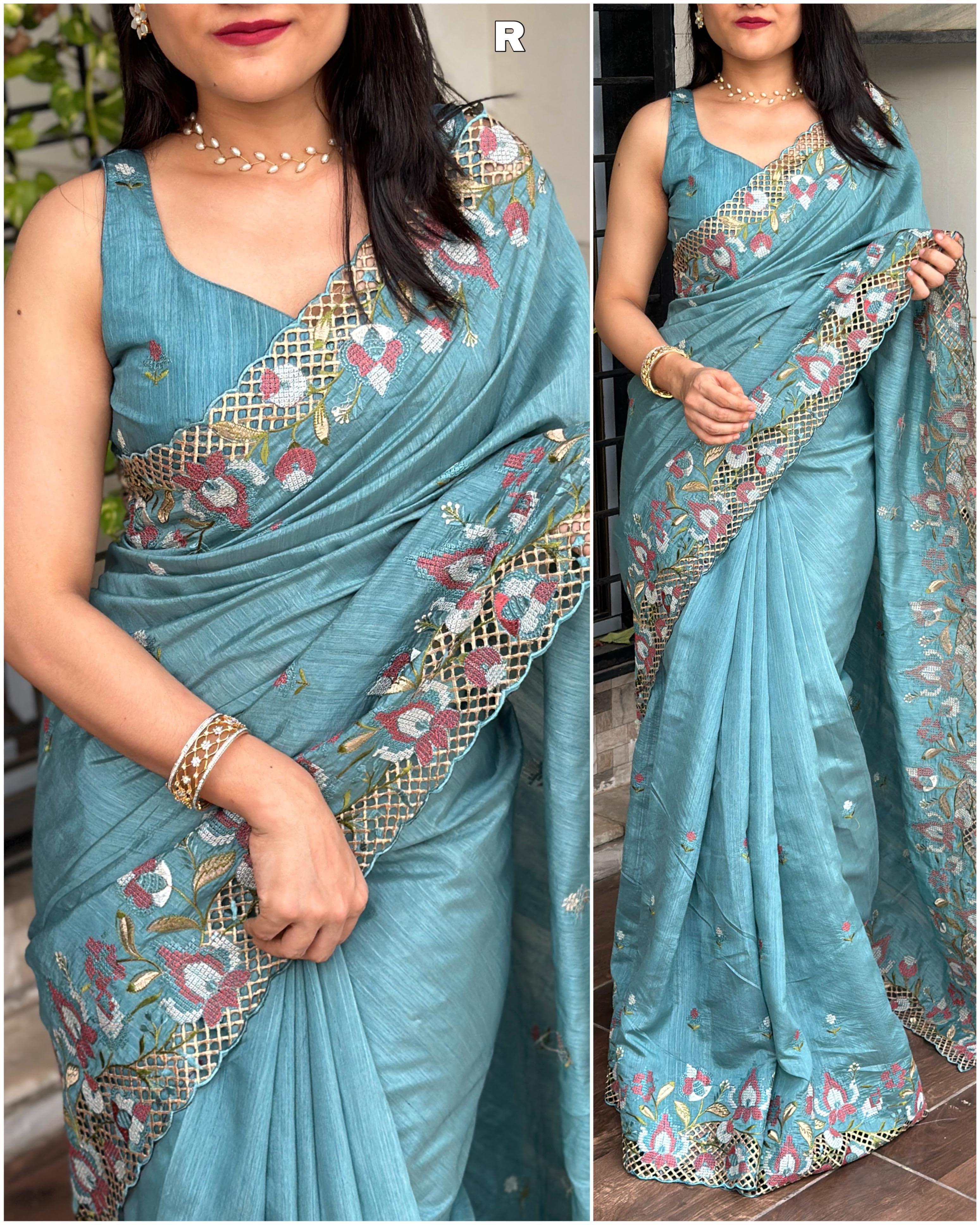 Visca slub silk saree