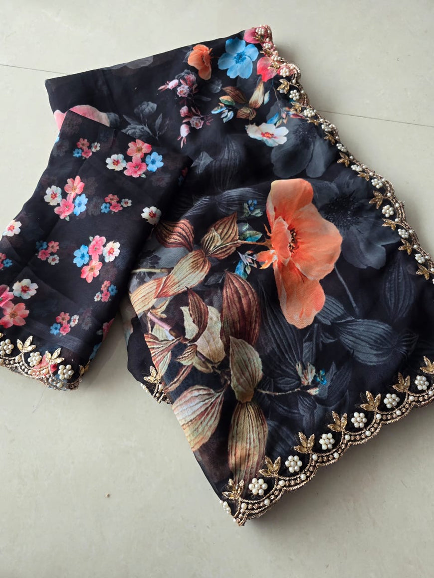 Georgette digital print saree