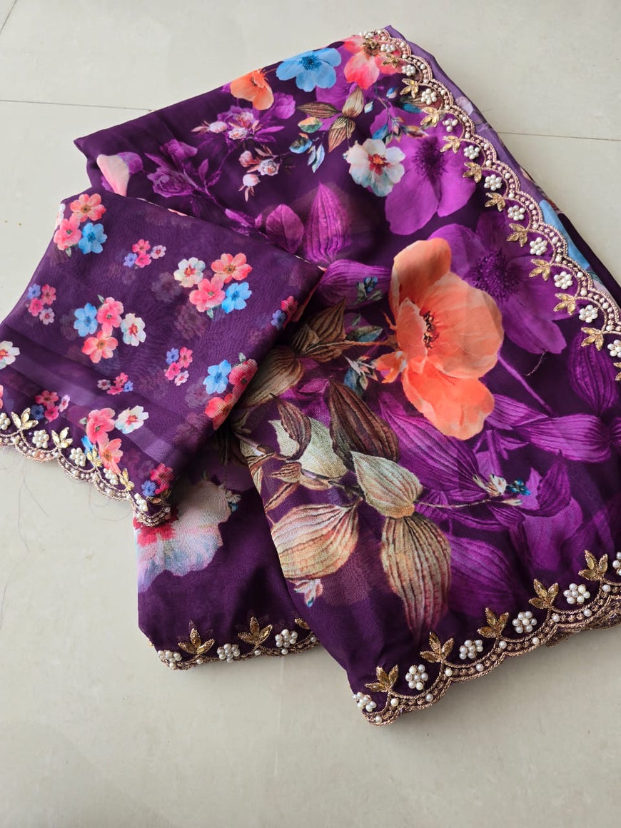 Georgette digital print saree