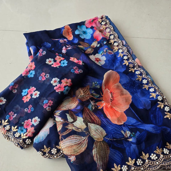 Georgette digital print saree