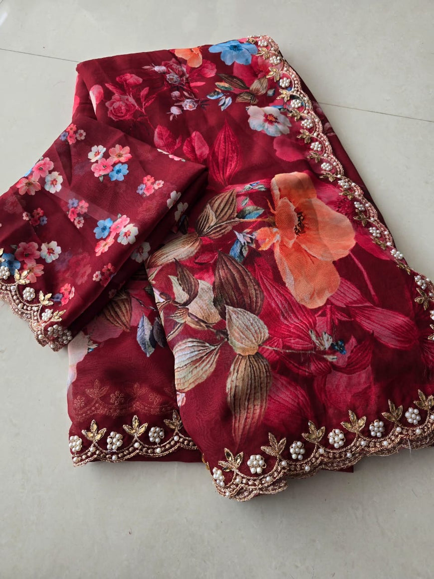 Georgette digital print saree