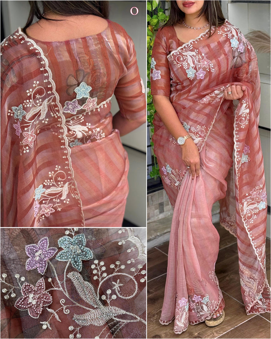 Tissue dusky pearl saree